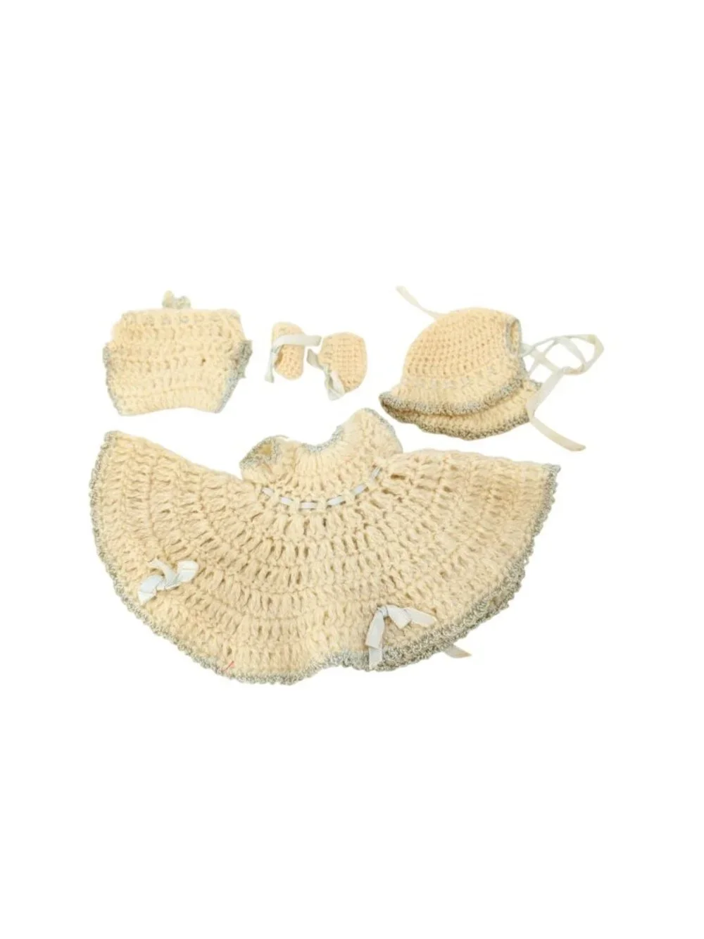 Ginny Ginnette Corchet Doll Outfit Dress Bonnet Booties Panties 94685